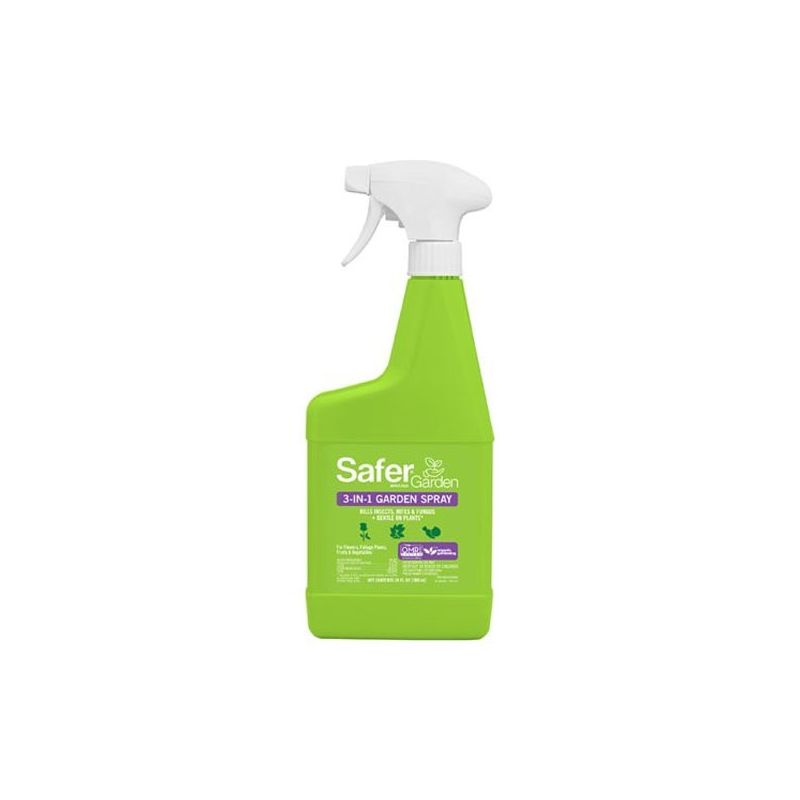 Safer SG5452 3-in-1 Garden Spray, Liquid, Spray Application, 24 fl-oz Bottle Off-Yellow
