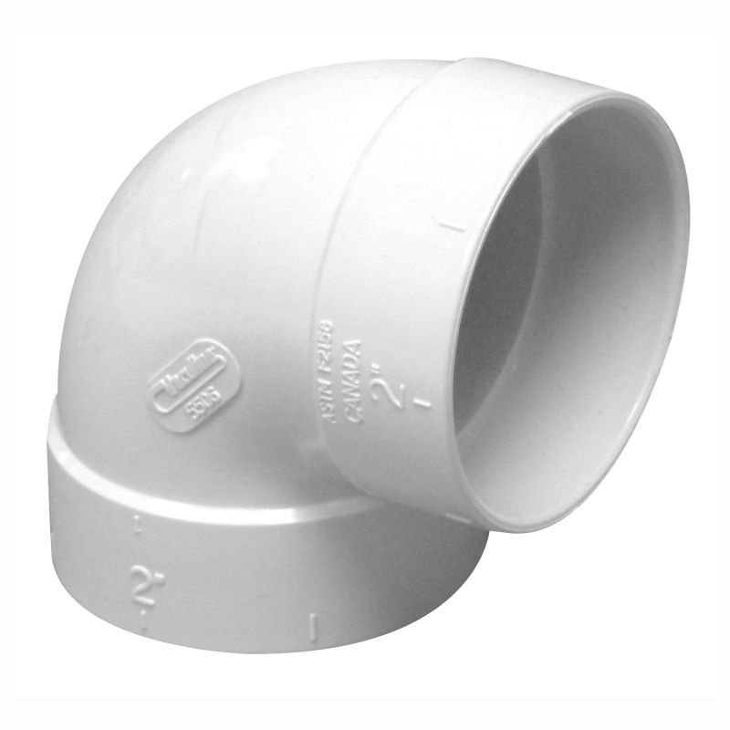 IPEX 201002 Pipe Elbow, 2 in, Socket, 90 deg Angle, PVC, White White