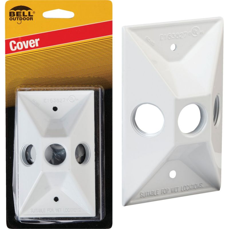 Bell Rectangular Cluster Weatherproof Outdoor Box Cover 3-Outlet, White