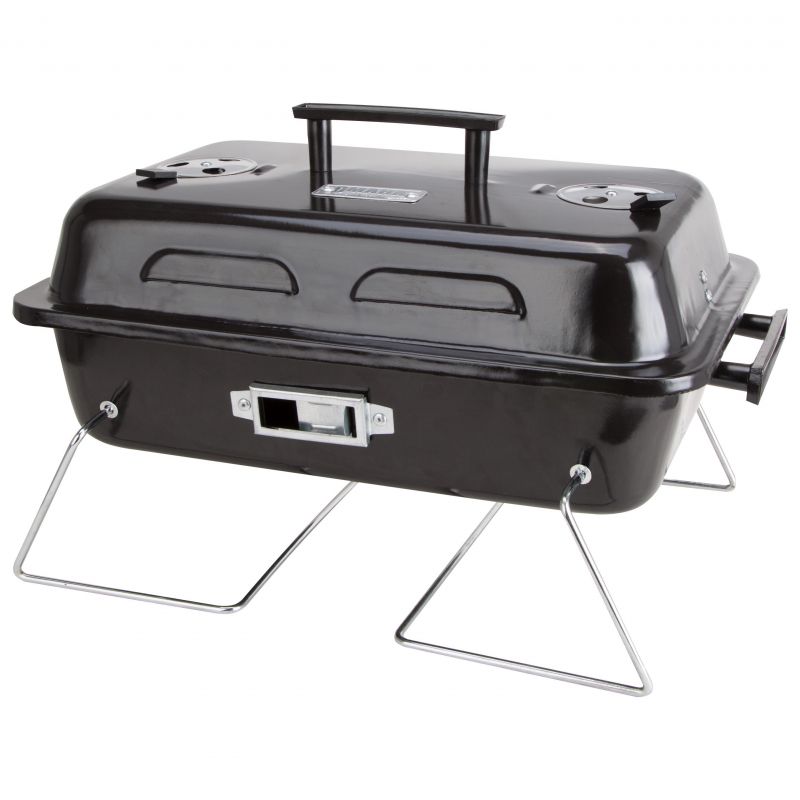 Omaha YS1082 Portable Charcoal Grill, 2 -Grate, 168 sq-in Primary Cooking Surface, Black, Steel Body Black
