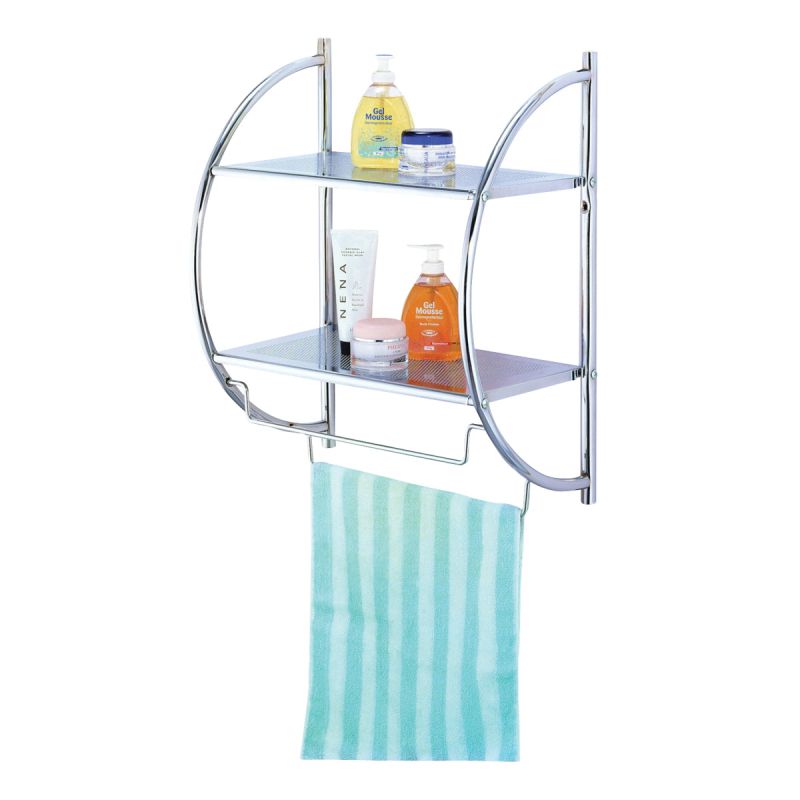 Simple Spaces Y19-CH Bathroom Rack, 8.8 lb Each Shelf, 8.8 lb Each Towel Rack Max Weight Capacity, 1-Shelf, Metal Silver