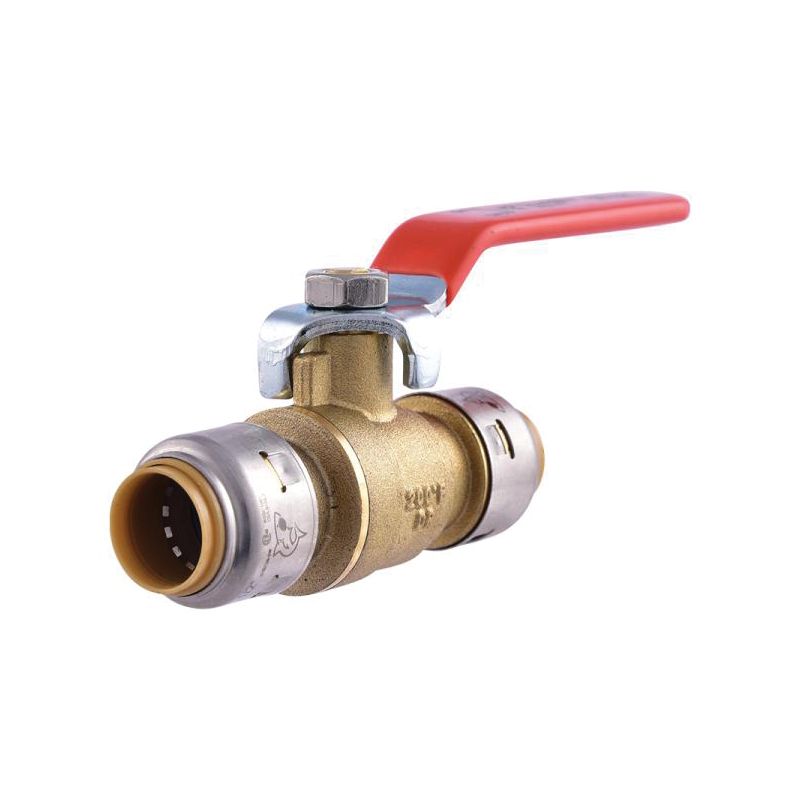 SharkBite Max UR22222A Push Ball Valve, 1/2 in Connection, Push to Connect, 250 psi Pressure, Brass Body
