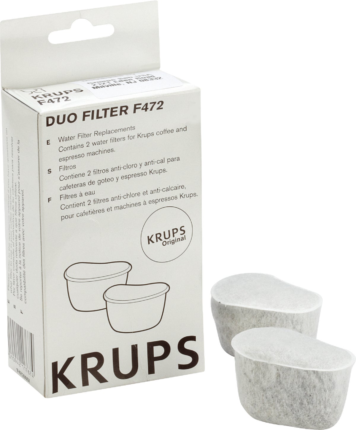 Krups Coffeemaker Water Filter Cartridge White