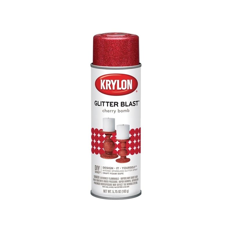 Krylon K03806A00 Craft Spray Paint, Glitter, Cherry Bomb, 5.75 oz, Can Cherry Bomb