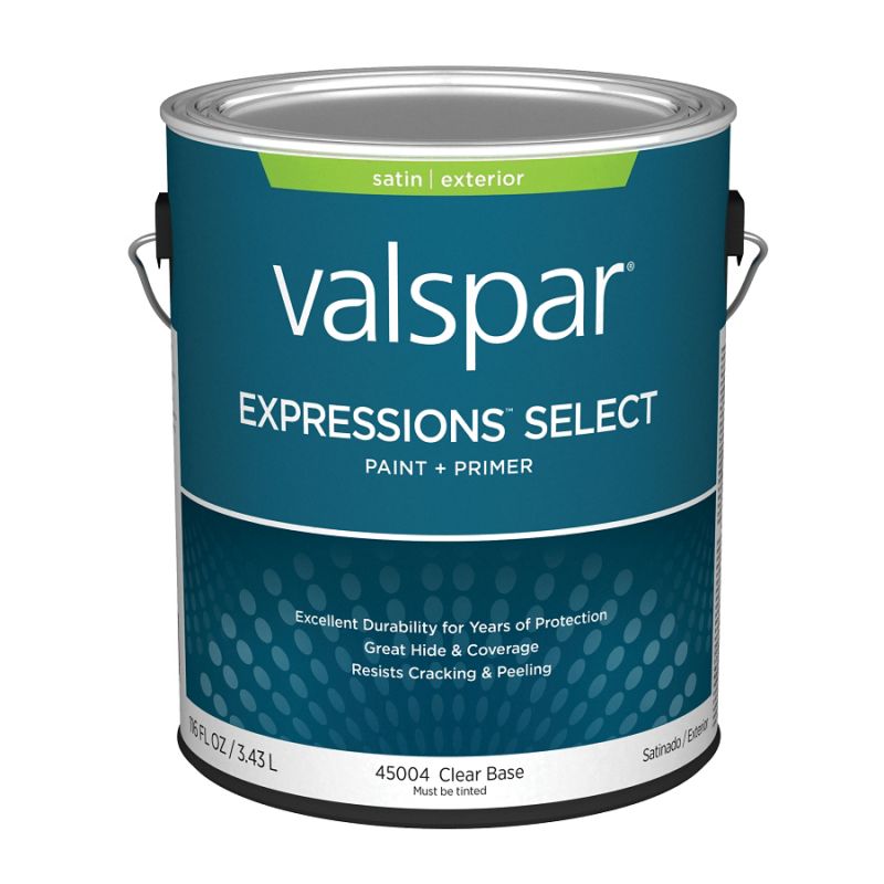 Valspar Expressions Select 4500 07 Latex Paint, Acrylic Base, Satin Sheen, Clear Base, 1 gal Clear Base