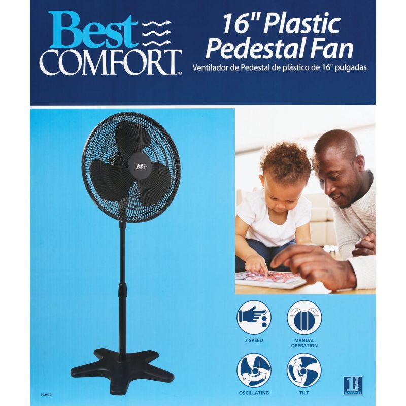 Best Comfort 16 In. Oscillating Pedestal Fan 16 In., Black
