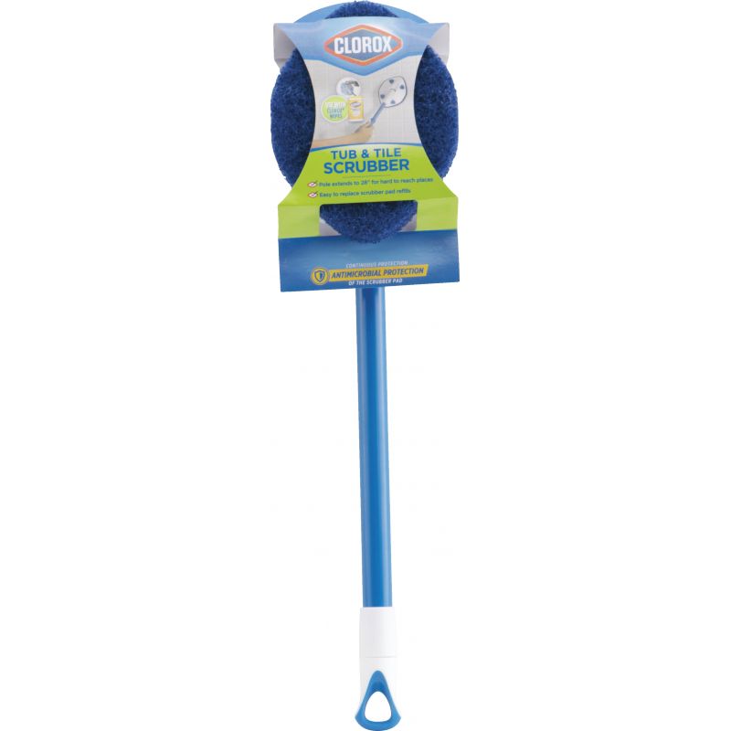 Clorox Extendable Tub &amp; Tile Scrubber with Diamond Head 5.12 In. W. X 2.37 In. H. X 21.37 L., Blue