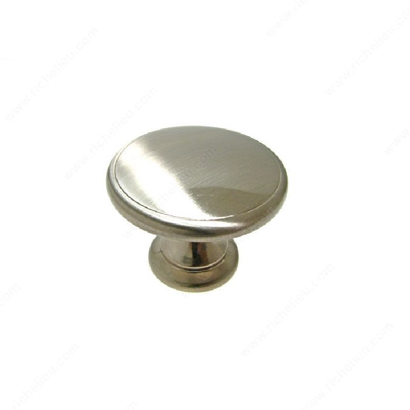 Richelieu BP81224195 Cabinet Knob, 1-3/8 in Projection, Metal, Brushed Nickel 1-23/32 In Dia, Traditional