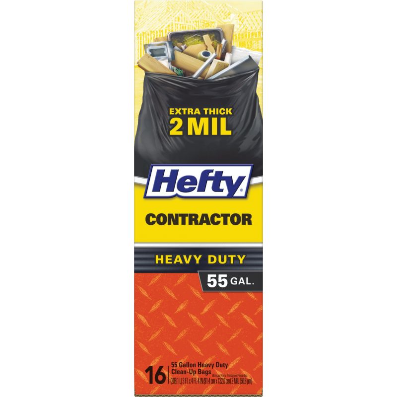 Hefty Heavy Duty Contractor Extra Large Trash Bags, 55 Gallon, 16