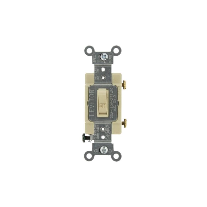 Leviton 54521-2I Switch, 20 A, 120/277 V, Lead Wire Terminal, NEMA WD-1, WD-6, Thermoplastic Housing Material Ivory