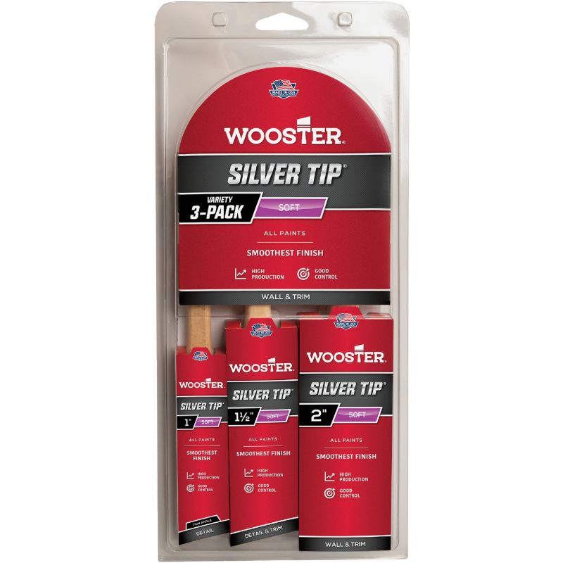 Wooster Silver Tip 3-Piece Paint Brush Set