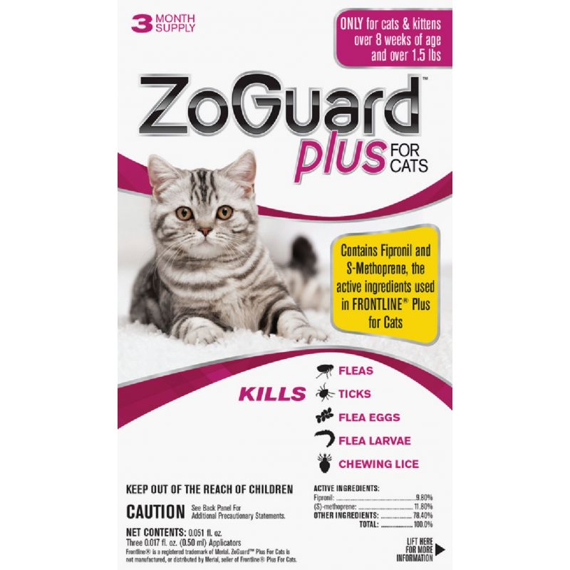 ZoGuard Plus For Cats Flea &amp; Tick Treatment 0.017 Oz., Drops