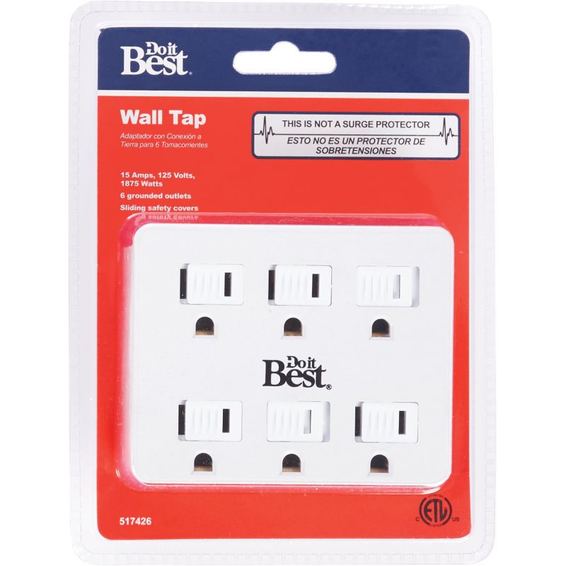 Do it Best 6-Outlet Tap White, 15A