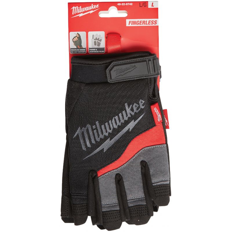 Milwaukee Performance Fingerless Work Glove L, Red &amp; Black