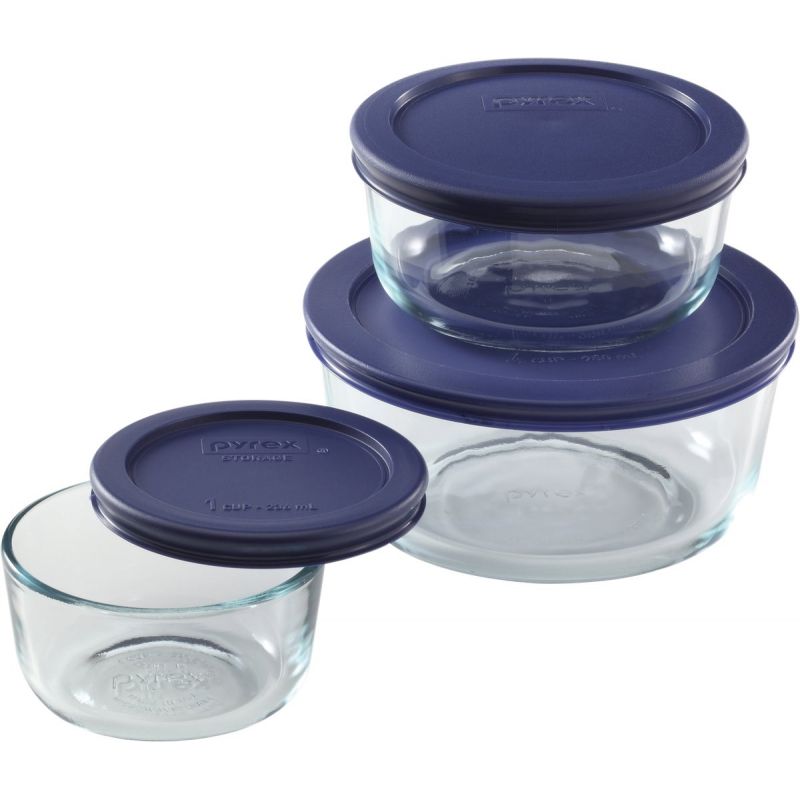 Pyrex Simply Store 6-Piece Small Round Glass Storage Container Set With Lids
