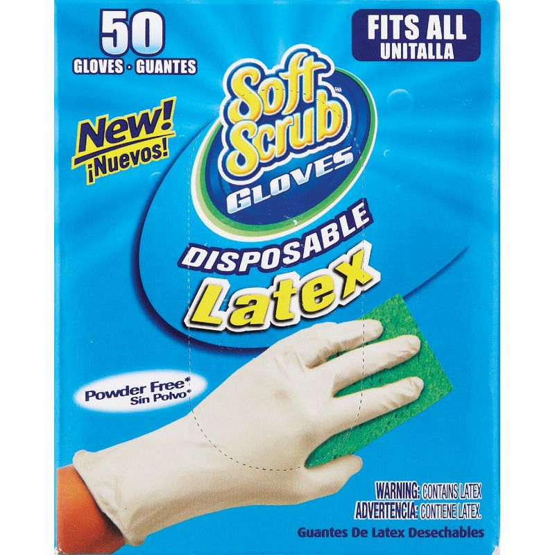 Soft Scrub Latex Disposable Glove 1 Size Fits Most, White