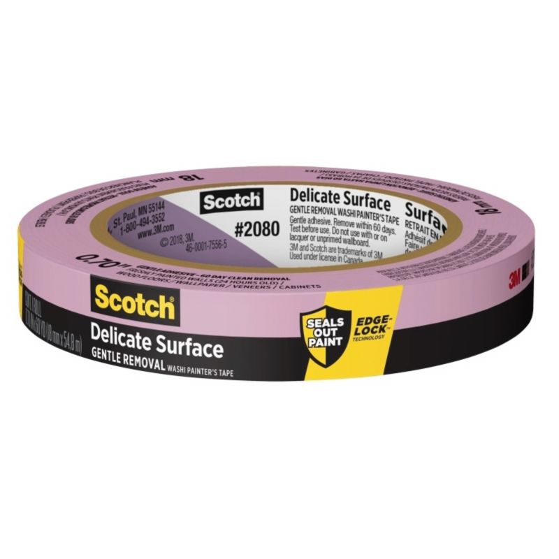 Scotch 2080-18EC Masking Painter&#039;s Tape, 60 yd L, 0.7 in W, Pink Pink