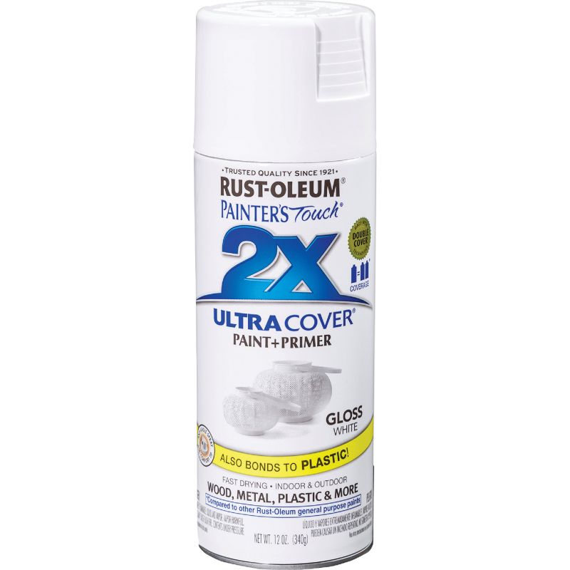 Rust-Oleum Painter&#039;s Touch 2X Ultra Cover Paint + Primer Spray Paint 12 Oz., White