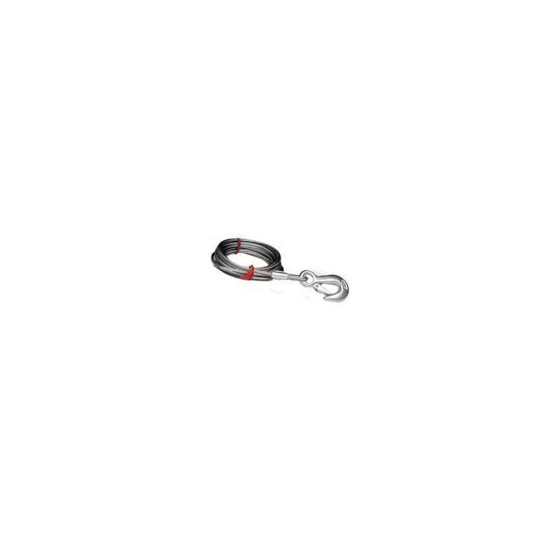 Baron 59386 Winch Cable, 3/16 in Dia, 25 ft L, Hook End, Galvanized Steel