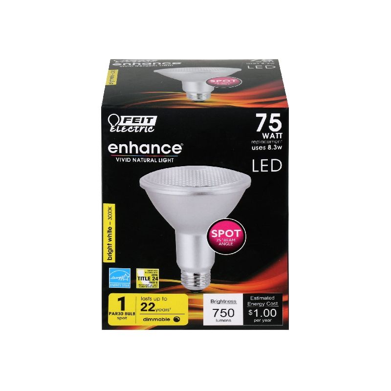 Feit Electric PAR30LDM/SP/930CA LED Bulb, Flood/Spotlight, PAR30 Lamp, 75 W Equivalent, E26 Lamp Base, Dimmable