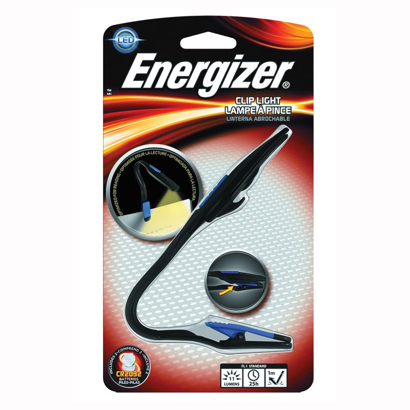 Energizer FNL2BU1CS Clip Light, CR2032 Battery, Lithium Battery, LED Lamp, 14 Lumens, 7 m Beam Distance, 30 hr Run Time Black/Yellow