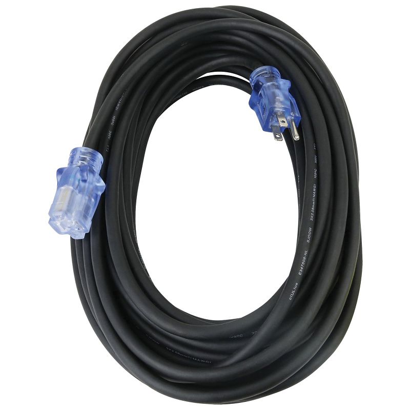 PowerZone OREC732830 Extension Cord, 12/3 AWG Cable, 50 ft L, 15 A, Black