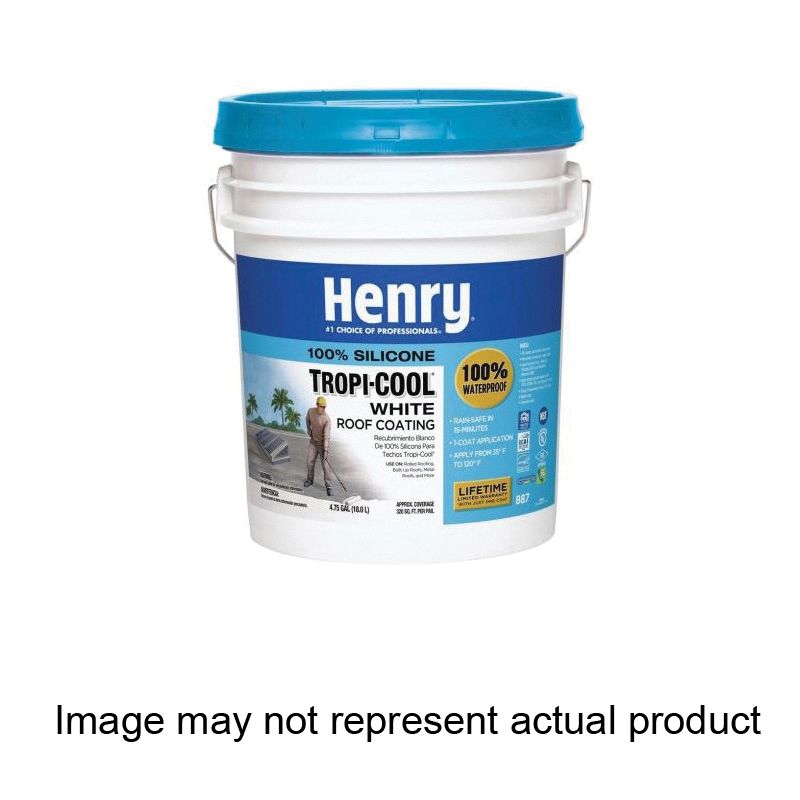 Henry Tropi-Cool Series HE887HS042 Roof Coating, White, 0.9 gal Pail, Liquid White