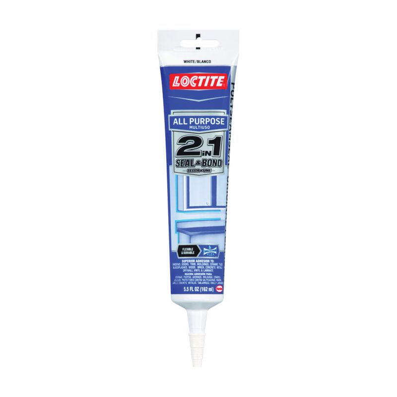 Loctite POLYSEAMSEAL 2139006 Adhesive Caulk, White, 24 hr to 2 weeks Curing, 40 to 100 deg F, 5.5 oz Squeeze Tube White