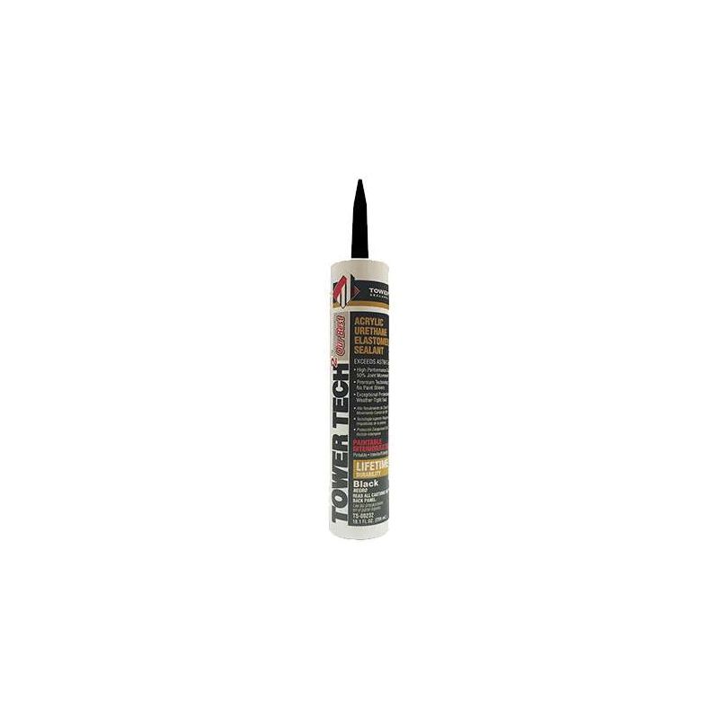 Tower Sealants TOWER TECH2 TS-00232 Elastomeric Sealant, Black, 7 to 14 days Curing, 40 to 140 deg F, 10.1 fl-oz Tube Black (Pack of 12)