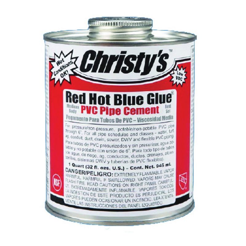Christy&#039;s RH-RHBV-PT-24 Solvent Cement, 1 pt, Can, Medium Syrupy Liquid, Blue Blue