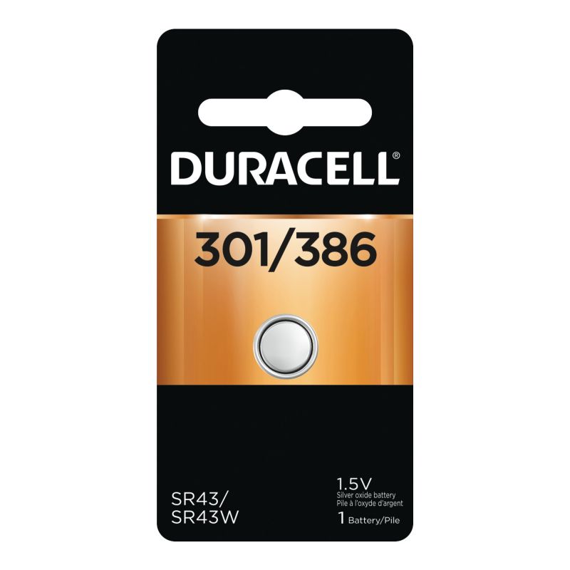 Duracell D301/386BPK Battery, 1.5 V Battery, 130 mAh, Silver Oxide