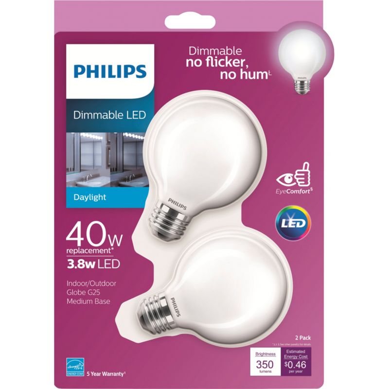 Philips G25 Medium Dimmable LED Decorative Light Bulb