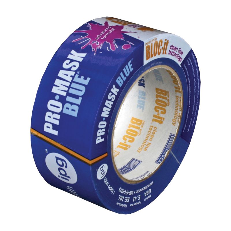 IPG 9533-2 Masking Tape, 60 yd L, 1.87 in W, Crepe Paper Backing, Blue Blue