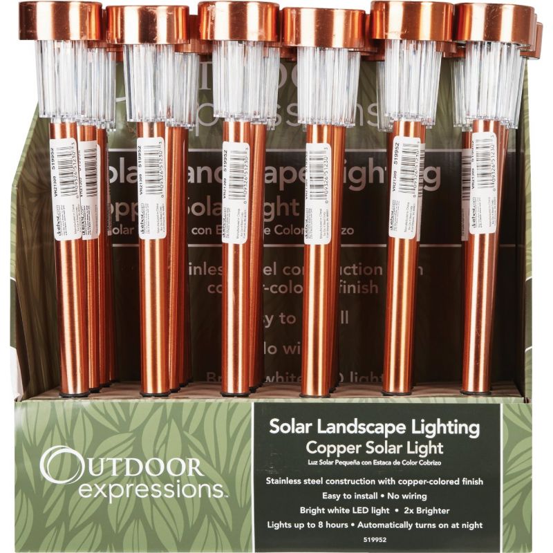 Outdoor Expressions 2 In. Dia. Mini Solar Path Light Copper (Pack of 24)