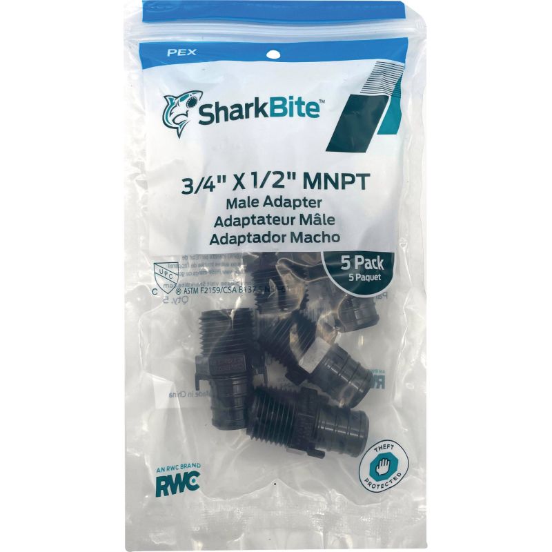 SharkBite Poly-Alloy Male PEX Adapter 3/4 In. Barb X 1/2 In. MPT