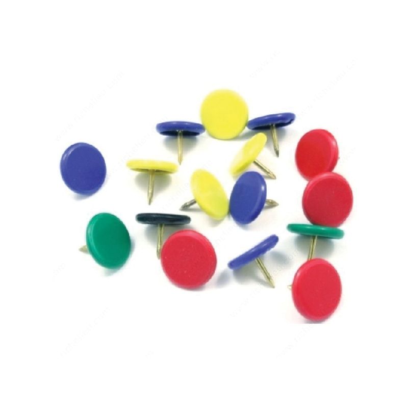 Reliable TTA438MR Thumb Tack, 3/8 in L, Steel, Assorted Assorted