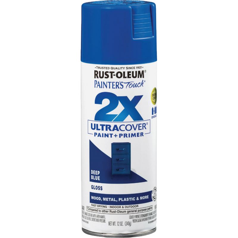 Rust-Oleum Painter&#039;s Touch 2X Ultra Cover Paint + Primer Spray Paint Deep Blue, 12 Oz.