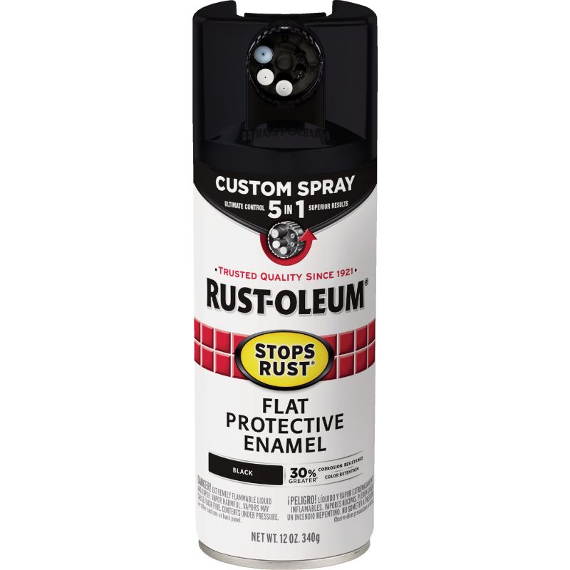 Rust-Oleum Stops Rust Custom Spray 5-In-1 Spray Paint Black, 12 Oz.