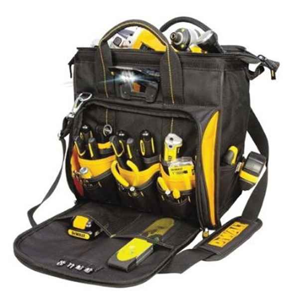 Buy DeWALT DGL573 Lighted Tool Bag, 13 in W, in D, 14 in H, 41-Pocket,  Polyester, Black/Yellow Black/Yellow