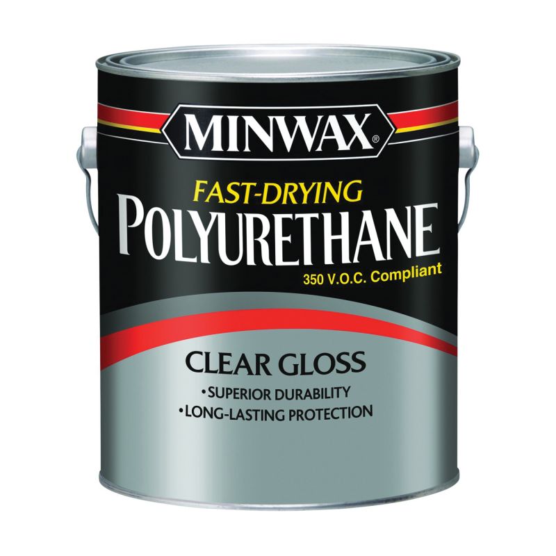 Minwax 319000000 Polyurethane, Gloss, Liquid, Clear, 1 gal, Can Clear