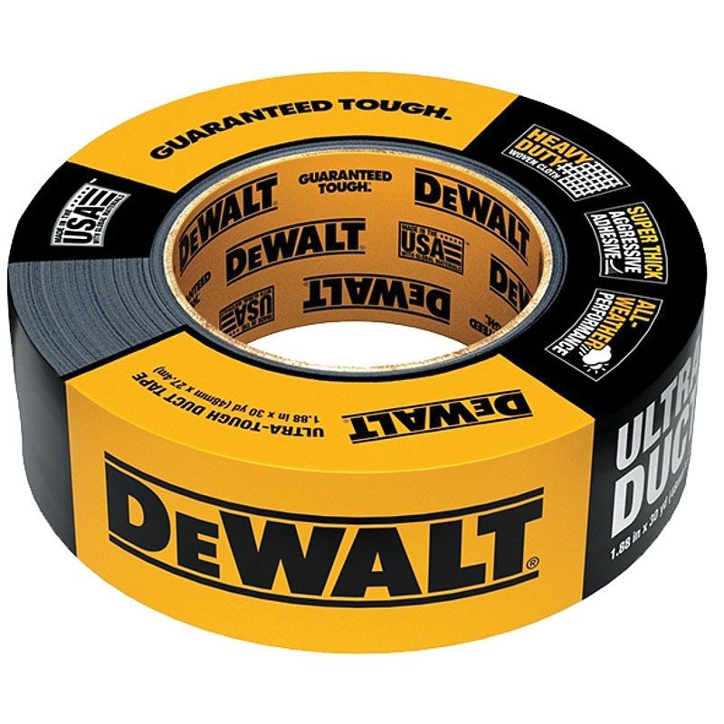 DeWALT 99233 Duct Tape, 30 yd L, 1.88 in W, Black Black