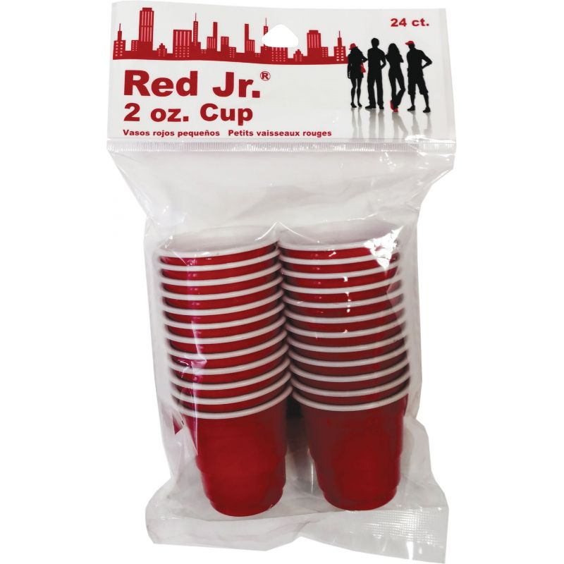 Red Jr. Plastic Cups 2 Oz., Red (Pack of 6)