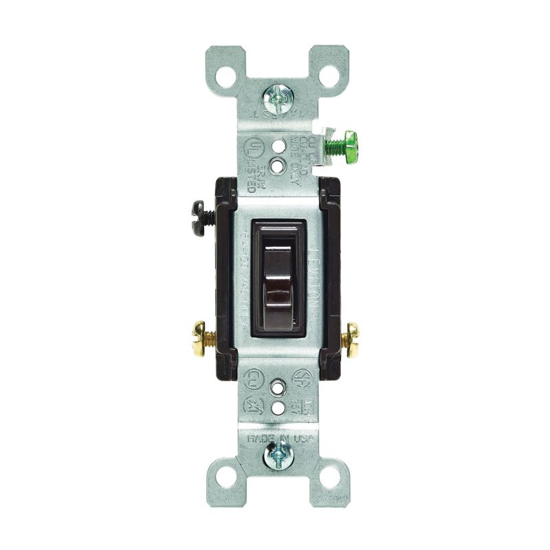 Leviton 1453-2 Switch, 15 A, 120 V, 3 -Position, Push-In Terminal, Thermoplastic Housing Material, Brown Brown