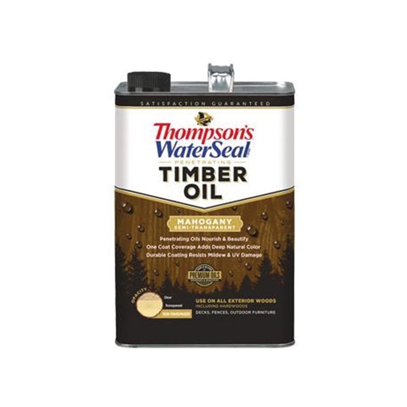 Thompson&#039;s WaterSeal TH.048851-16 Penetrating Timber Oil, Mahogany, Liquid, 1 gal, Can Mahogany