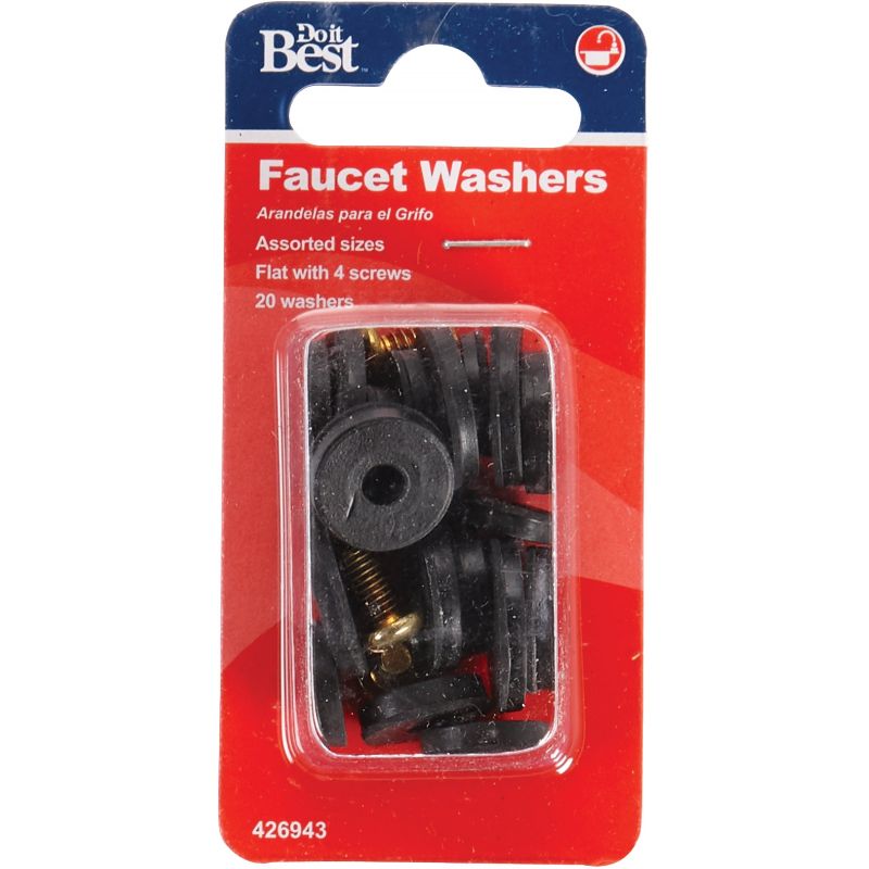 Do it Flat Faucet Washer 20 Assorted Faucet Washers &amp; 4 Brass Screws