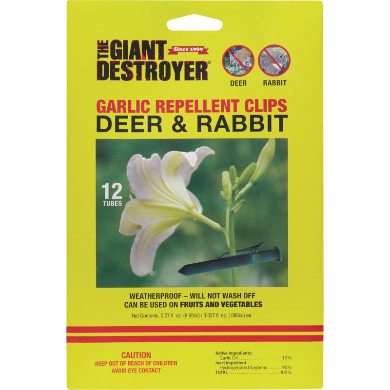 The Giant Destroyer All Natural Deer &amp; Rabbit Repellent 12-Pack, Tube With A Clip