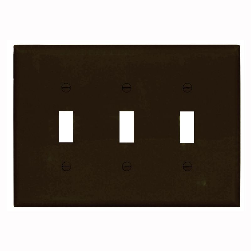 Eaton Wiring Devices PJ3B Wallplate, 4-7/8 in L, 6.37 in W, 3 -Gang, Polycarbonate, Brown, High-Gloss Brown (Pack of 15)