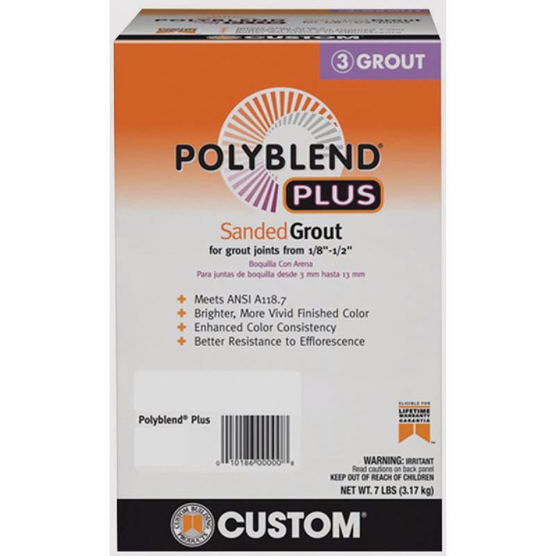 Custom Building Products PolyBlend PLUS Sanded Tile Grout 7 Lb., Natural Gray