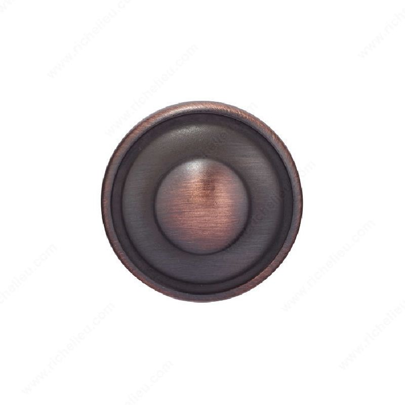 Richelieu BP757BORB Cabinet Knob, 1-3/32 in Projection, Metal, Brushed Oil-Rubbed Bronze 1-7/32 In Dia, Traditional