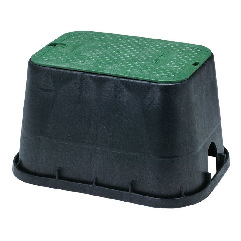 National Diversified Rectangular Valve Box with Cover Black &amp; Green